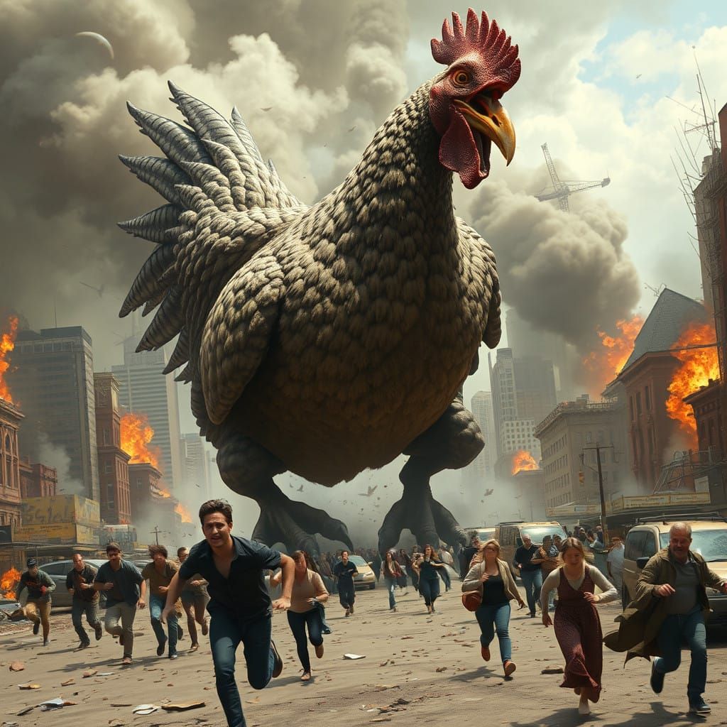 Gigantic Mutant Chicken Devastates Cityscape