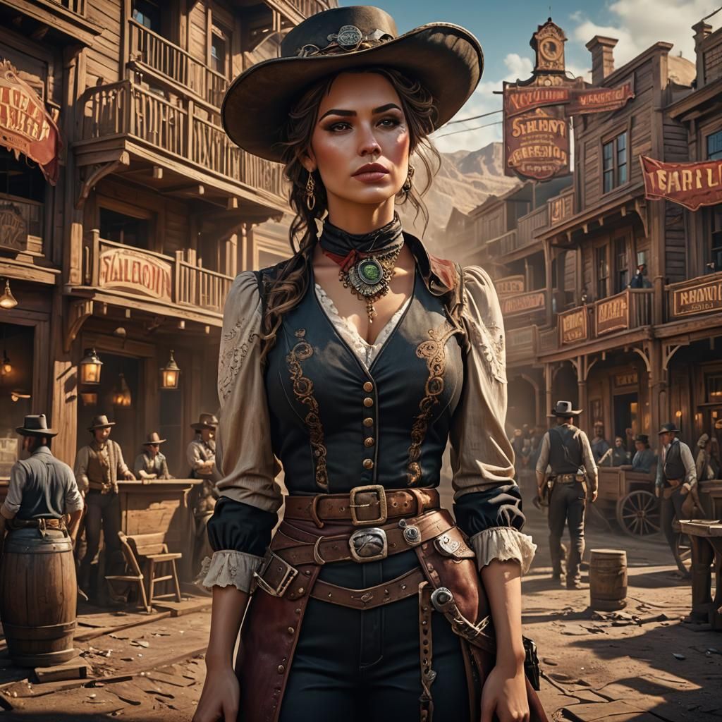 Saloon Girl Portrait in Wild West Fantasy Art