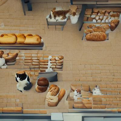 Whimsical Cat Bakery Scene