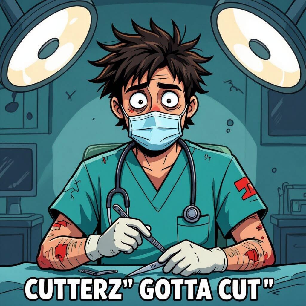 Cartoon Surgeon in Graphic Novel Style
