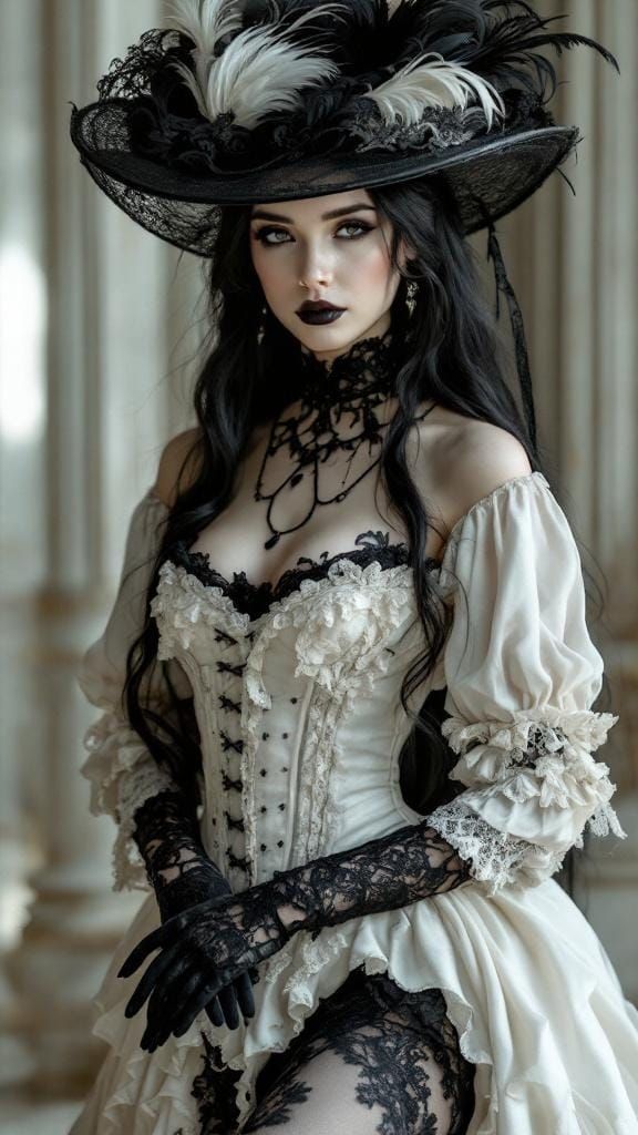 Victorian Gothic Woman Portrait in Pre-Raphaelite Style