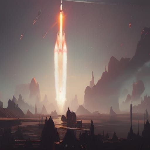 Rocket Launch: Dark Fantasy Concept Art