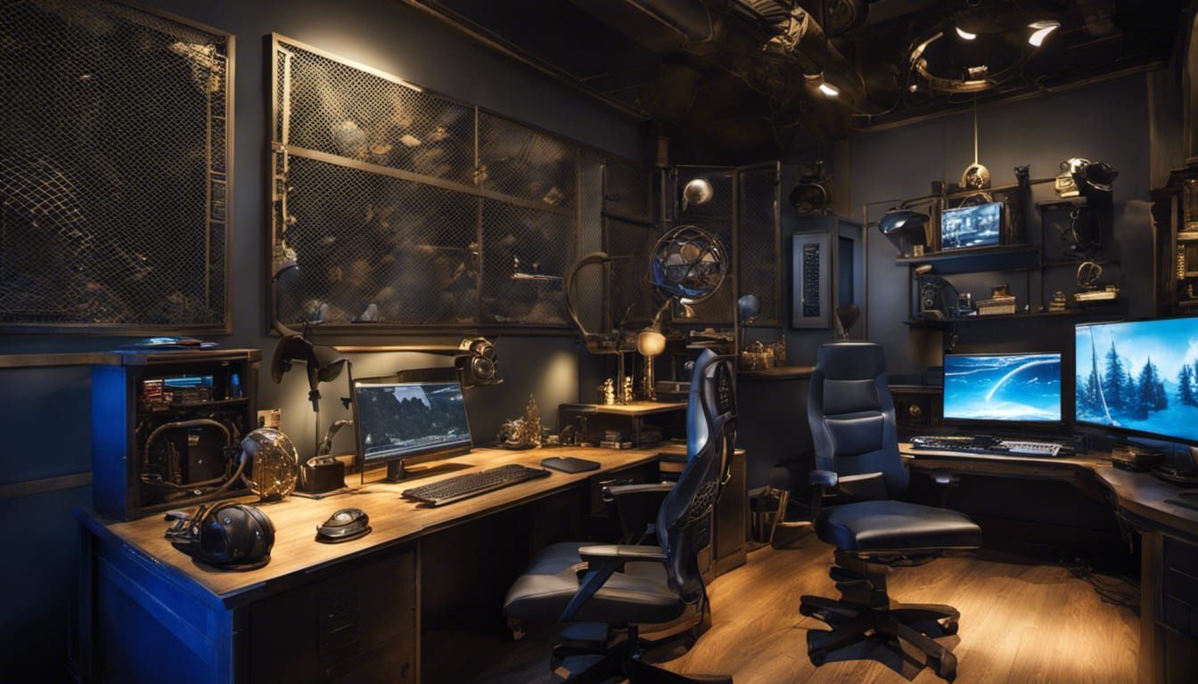 Dimly Lit Room with Gaming Setup in HDR