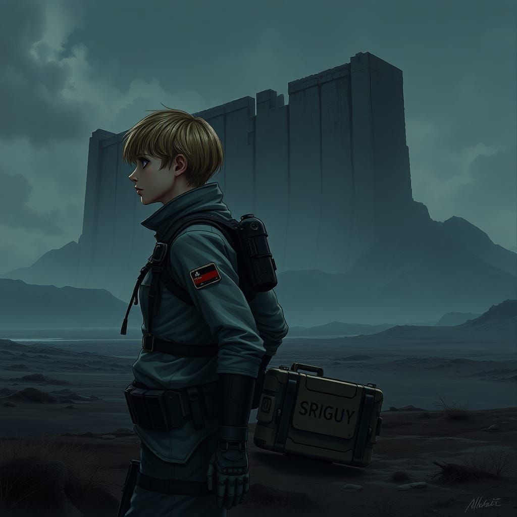 Survey Corps Duo in Apocalyptic Landscape