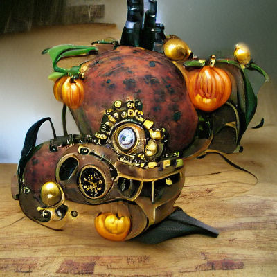 Steampunk Halloween Pumpkin with Gears and Cogs