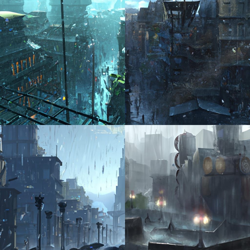 Rainy Cityscape: Detailed Matte Painting in Unreal Engine