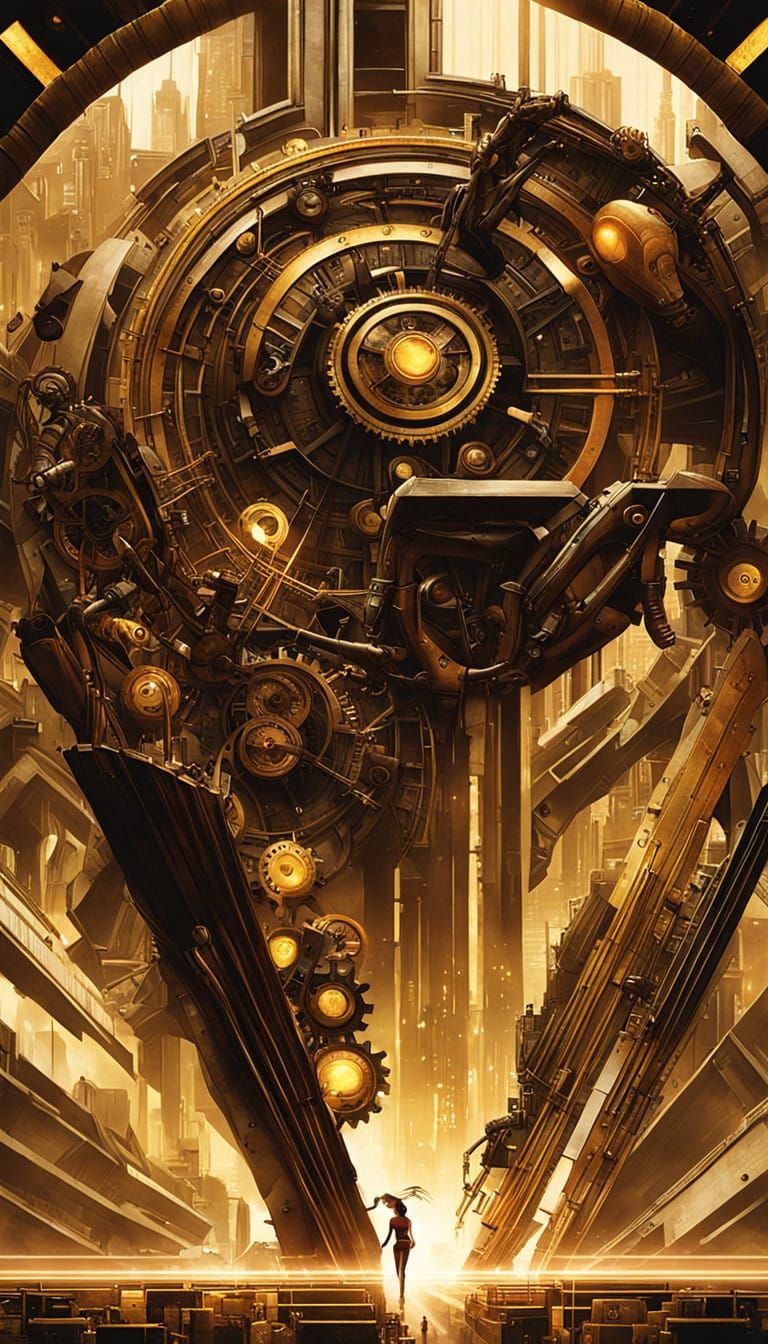Steampunk Girl in Dynamic Clockwork Pose