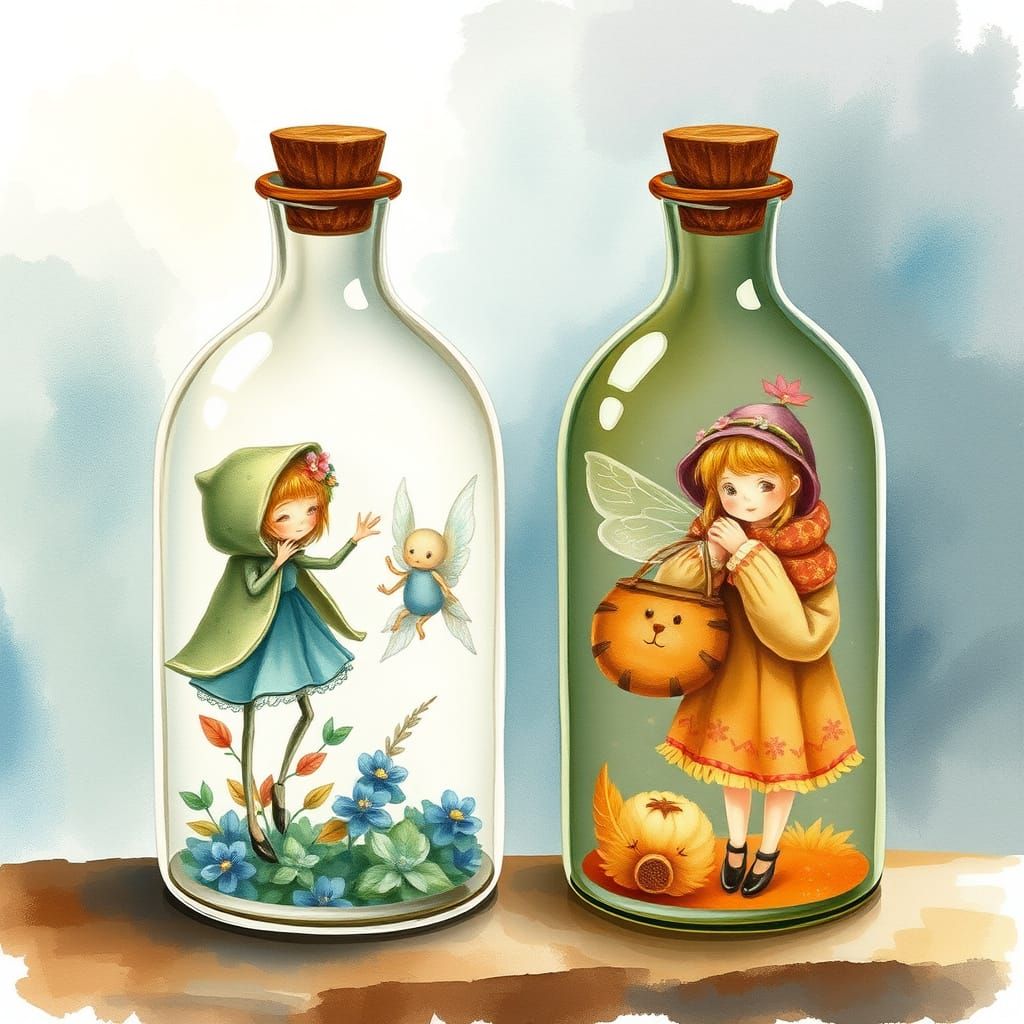 Fairy Portraits in Whimsical Bottles