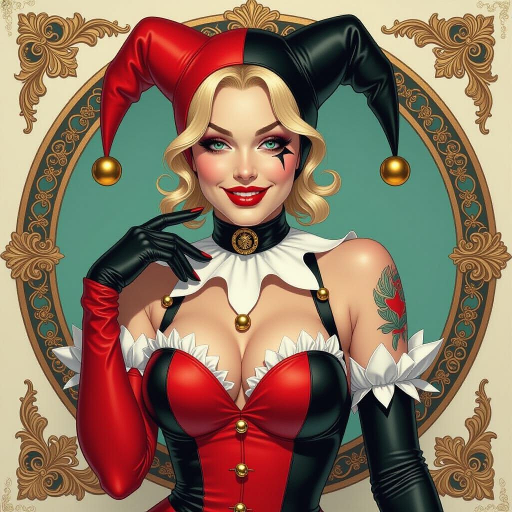 Harley Quinn Pin-Up in Vargas Style