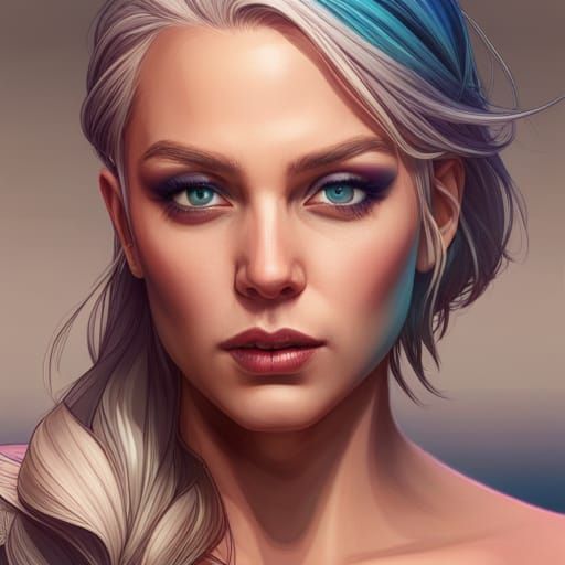 Hyperdetailed Portrait of a Blonde Woman in Splash Art Style