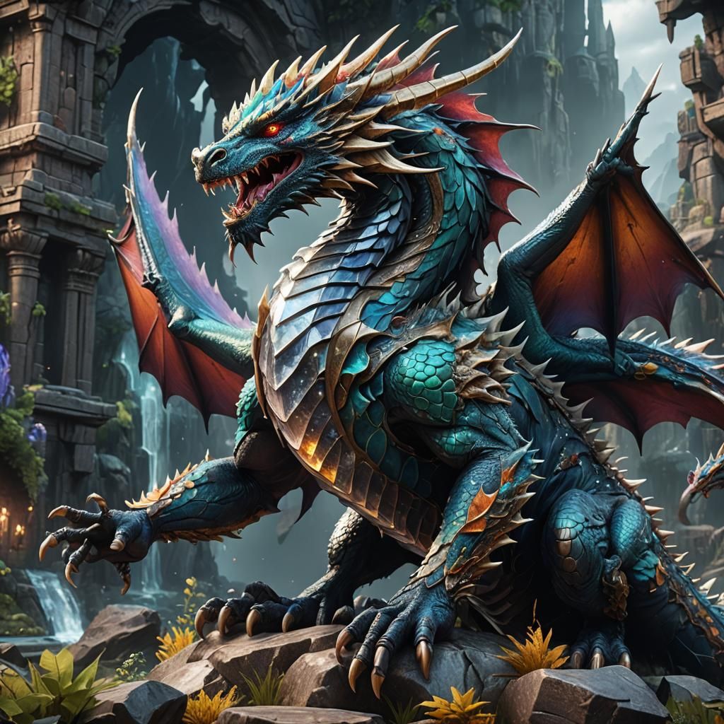 Detailed Crystal Dragon Fantasy Concept Art