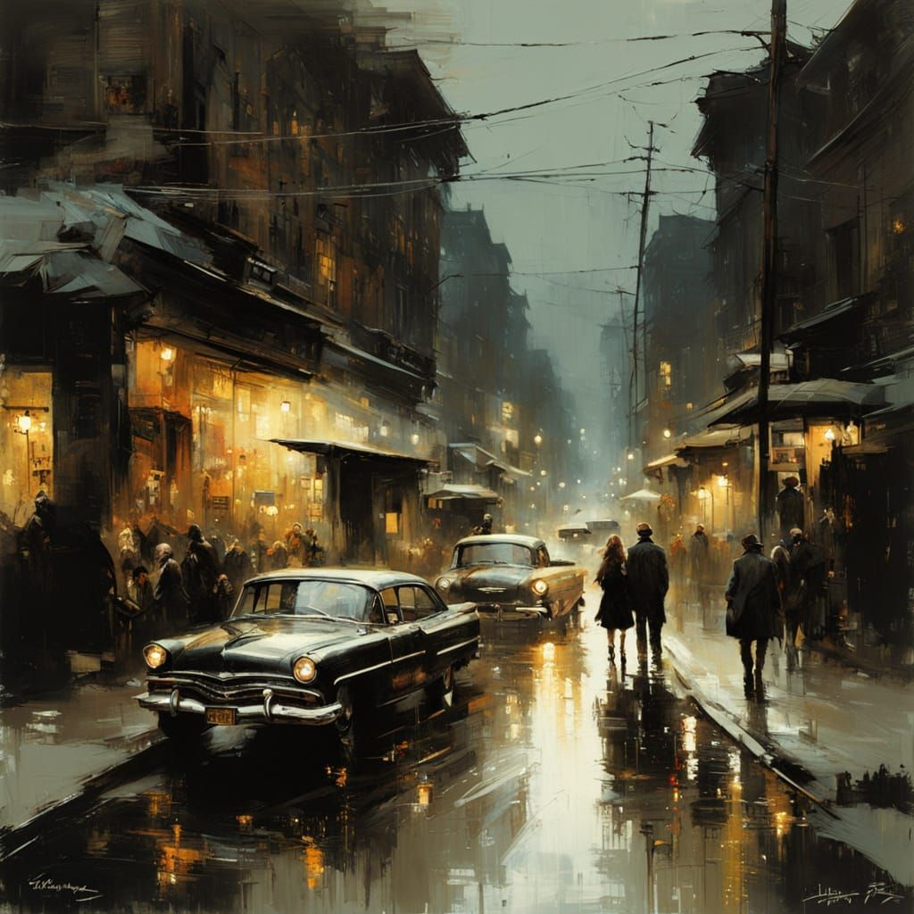 Urban Street Scene in Moody Retro Style