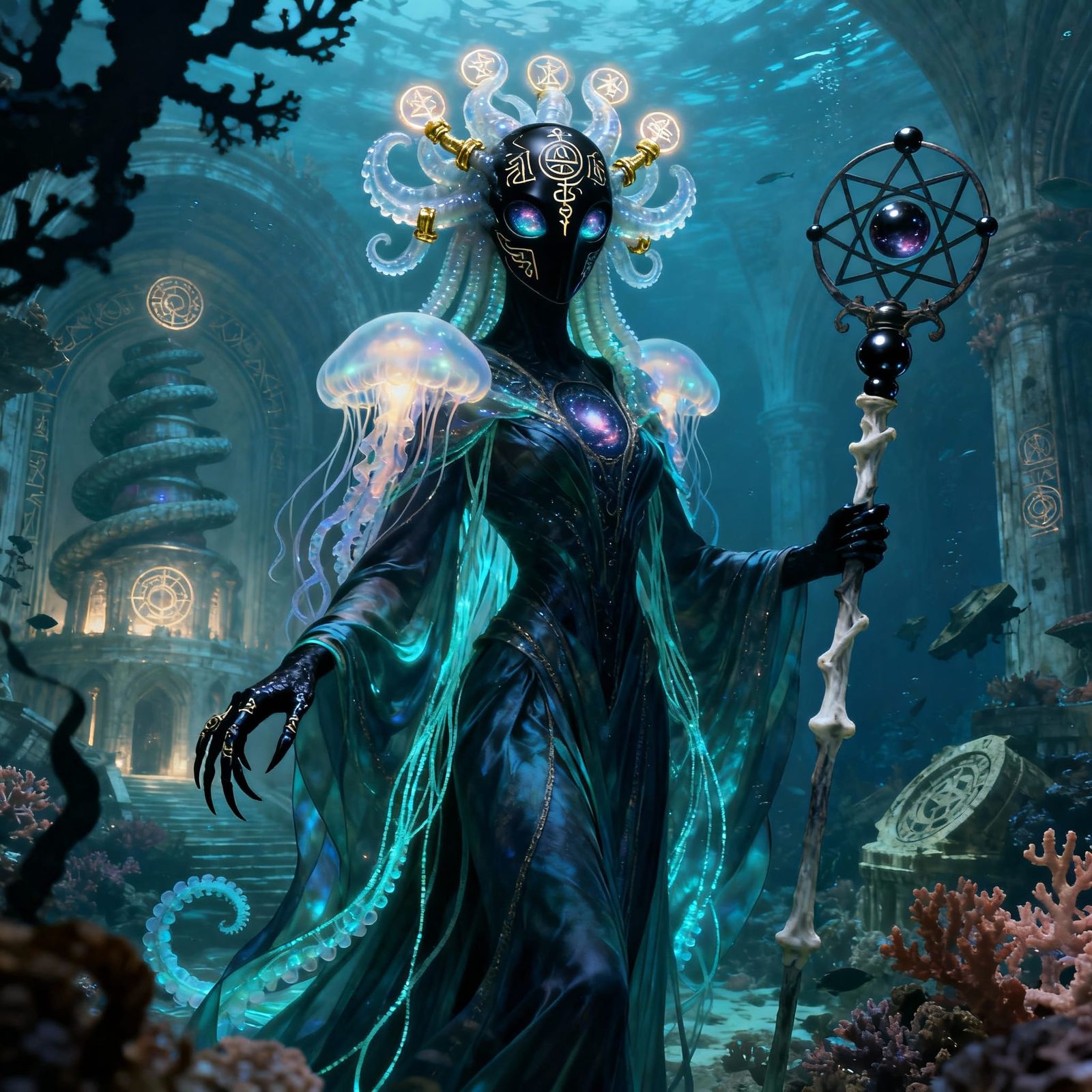 Eldritch Squid Warlock in Coral Cathedral
