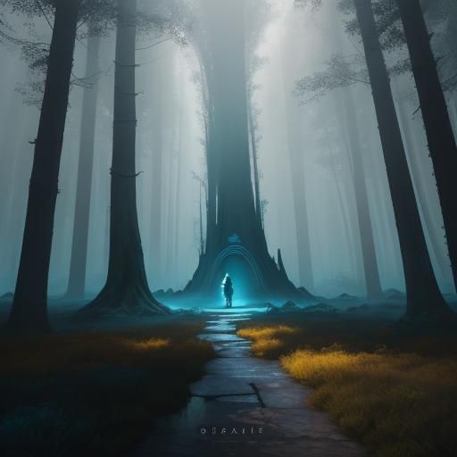 Mystical Forest Figure in Dreamlike Matte Painting