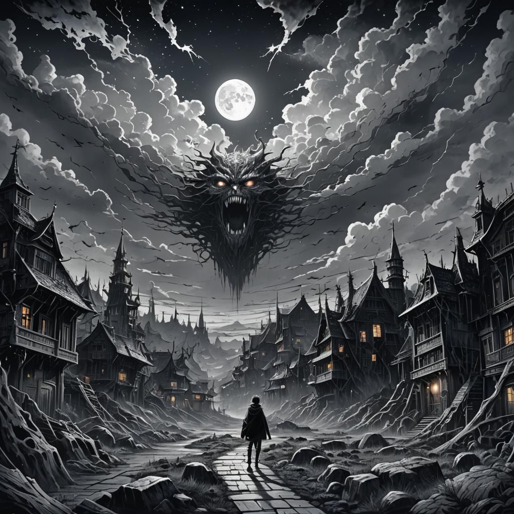 Eldritch Horror Night Sky in 80s Anime Style