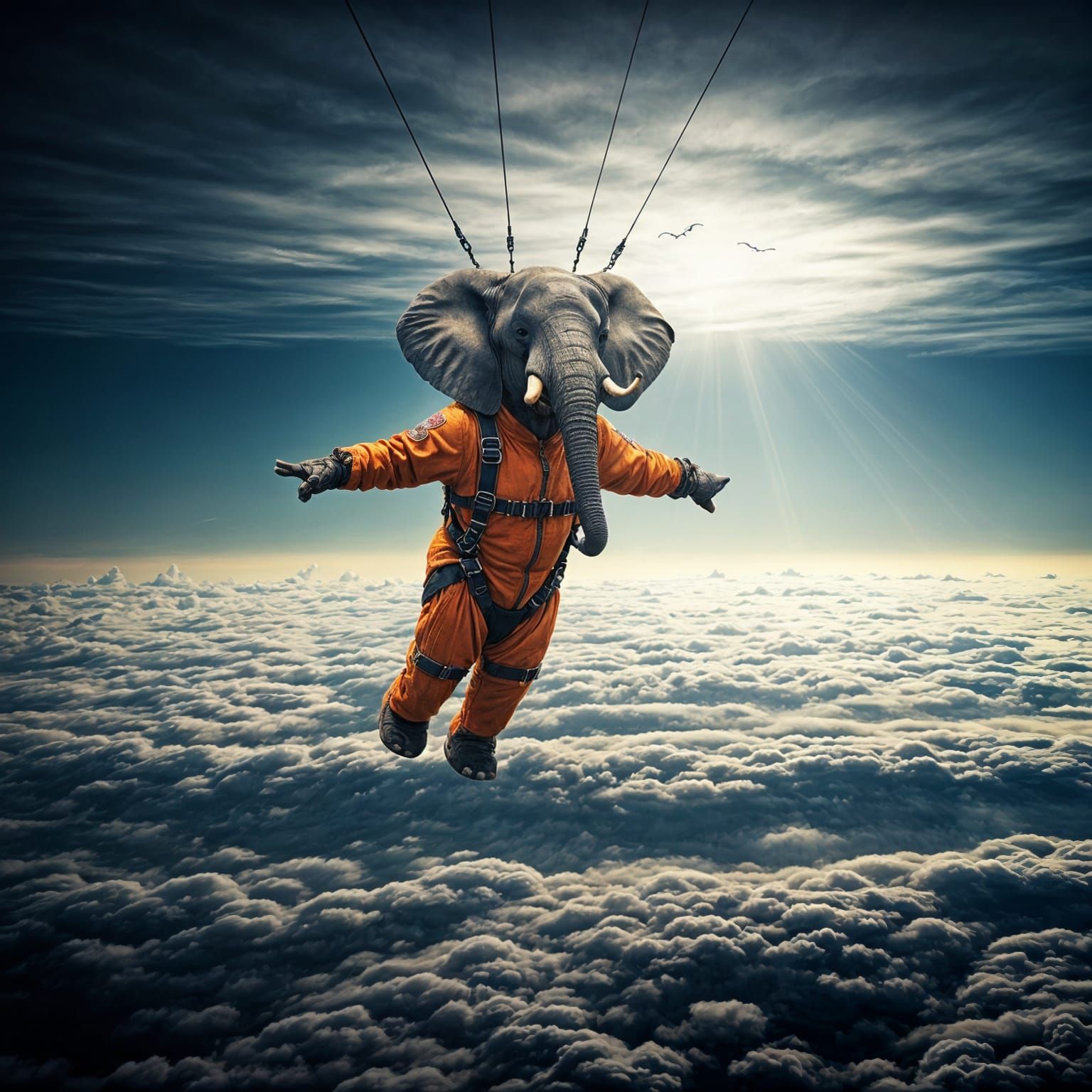 Elephant Skydiving: Epic Digital Matte Painting