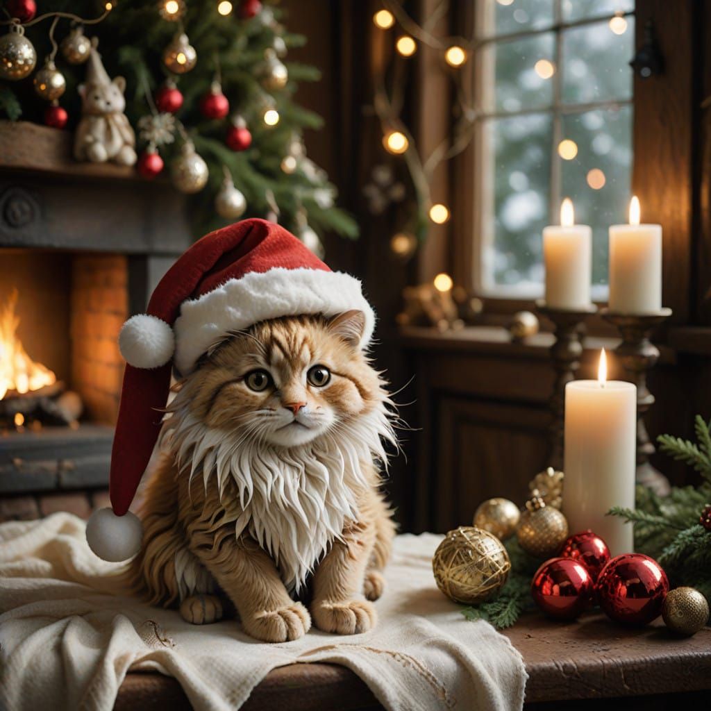 Whimsical Santa Paws in Festive Wonderland