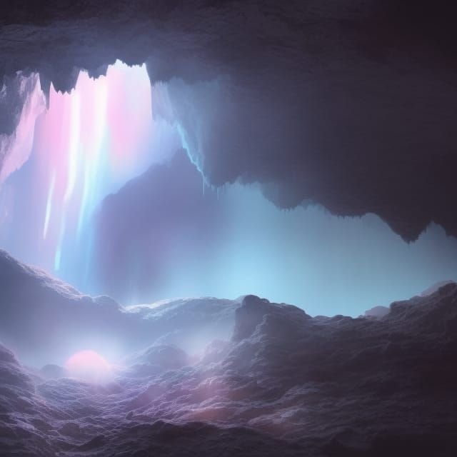 Cinematic Cloud Cave with Refracted Sunlight