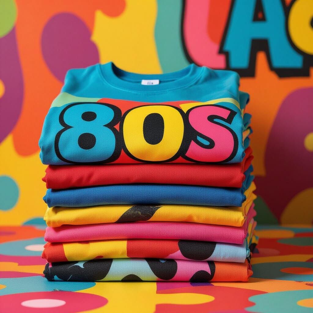 Folded T-Shirts in 80s Pop Art Style