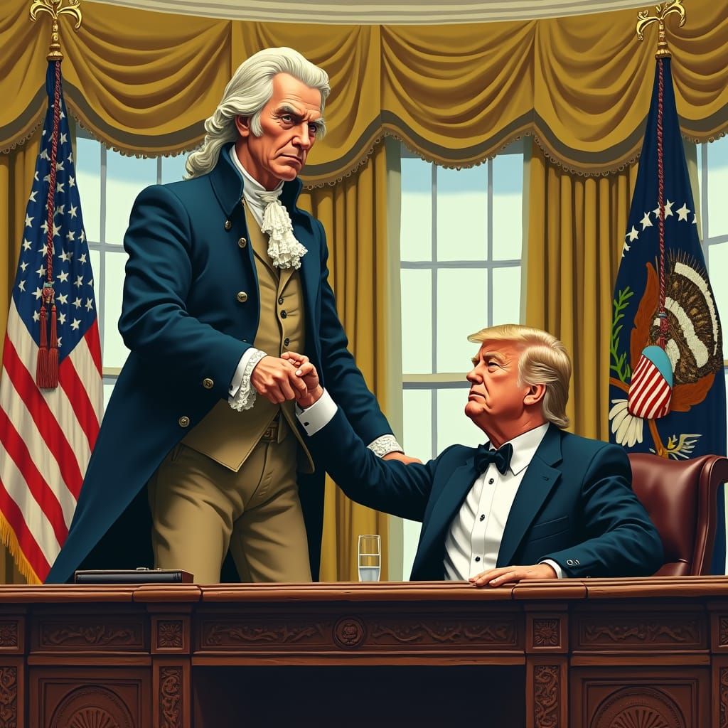 Thomas Jefferson Confronts Donald Trump in the Oval Office