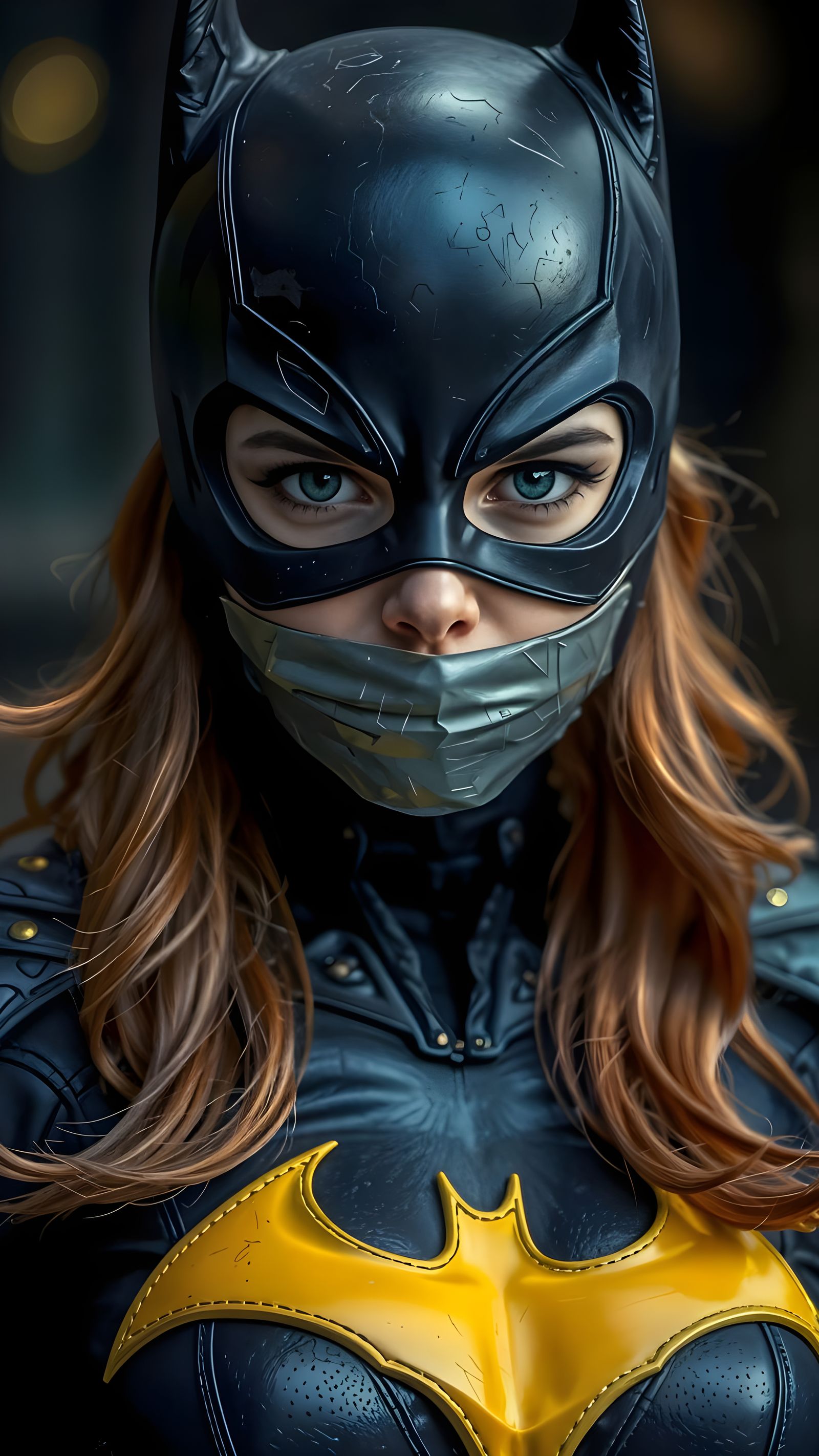 Batgirl's Angry Close-Up in Detailed Matte Painting
