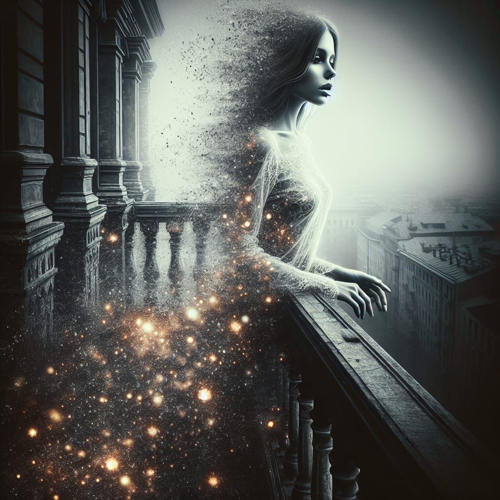 Melancholic Woman Fades Away: Vintage Photography