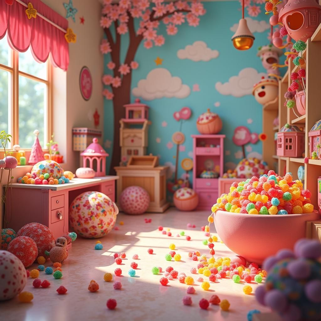 Candy-Filled Kindergarten Playroom in Fantasy Style