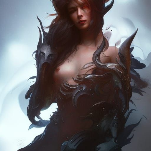 Detailed Wolf Demon Portrait in Digital Art Style