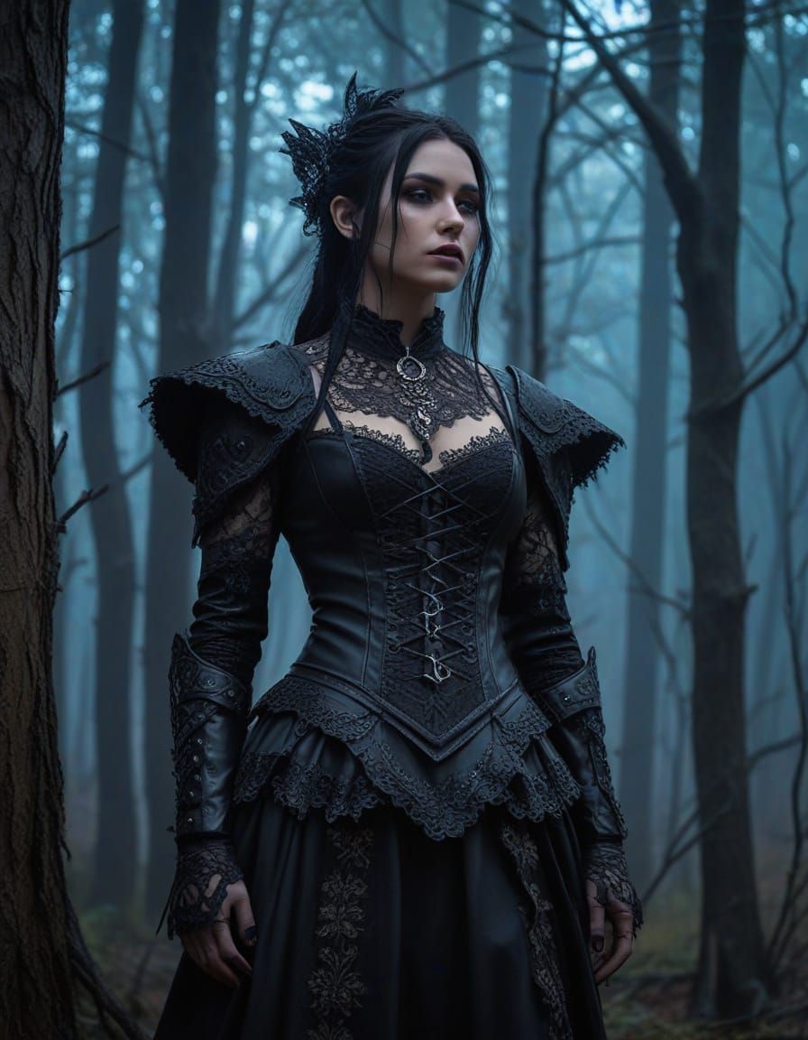 Ork Woman in Dark Fantasy Goth Style