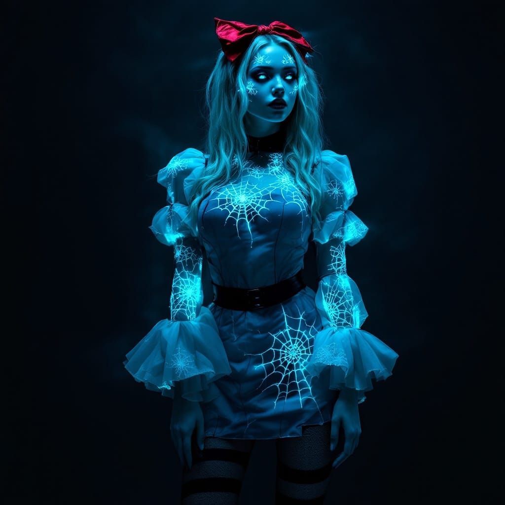 Goth Alice in Wonderland in Cyberpunk Style