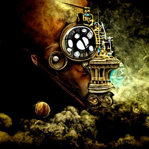 Surreal Steampunk Digital Illustration with Parallax Effects