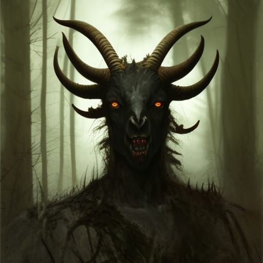 High Gothic Beastman in Dark Swampy Forest