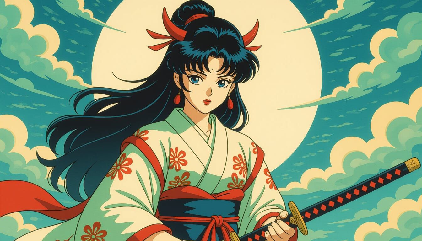 Mythical Demon Age Heroine in Japanese Manga Style