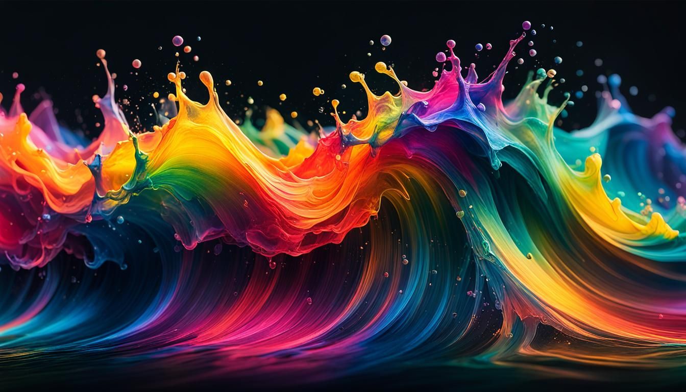 Vibrant Rainbow Wave in Abstract Expressionism