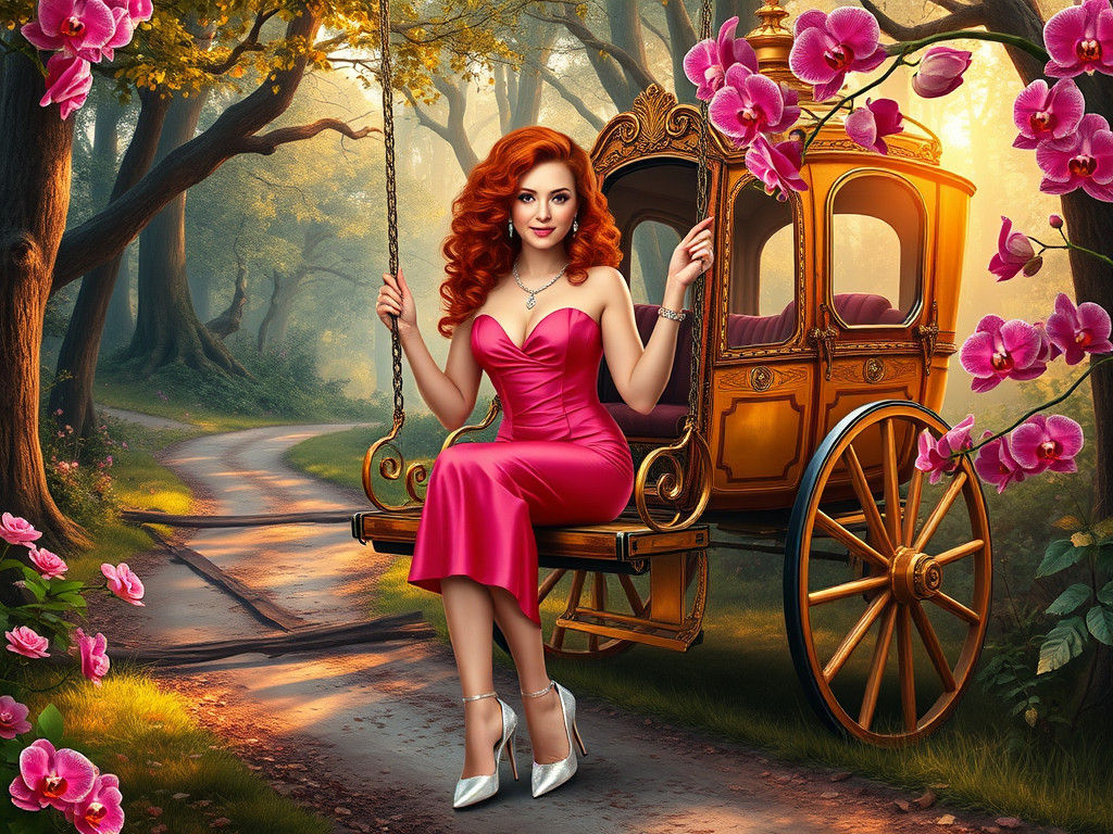 Enchanting Princess in Mystical Forest, Oil Painting Style