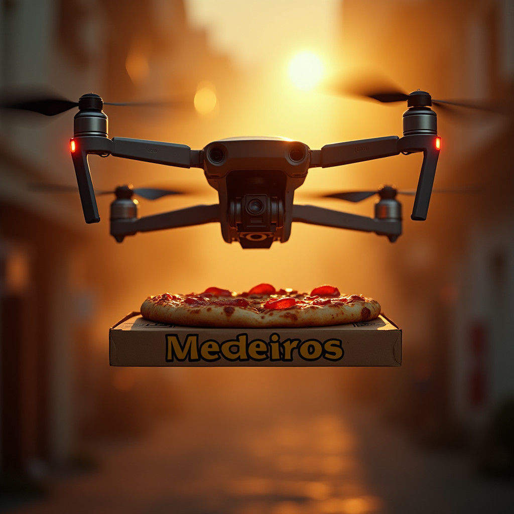 Pizza Delivery by Drone in Cinematic Style