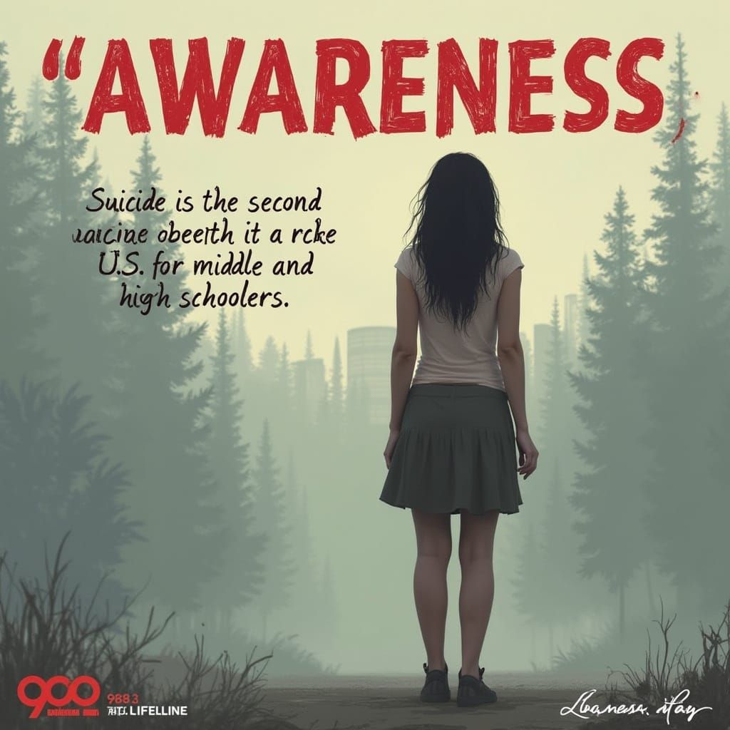 Suicide Prevention Awareness Poster in Digital Art Style