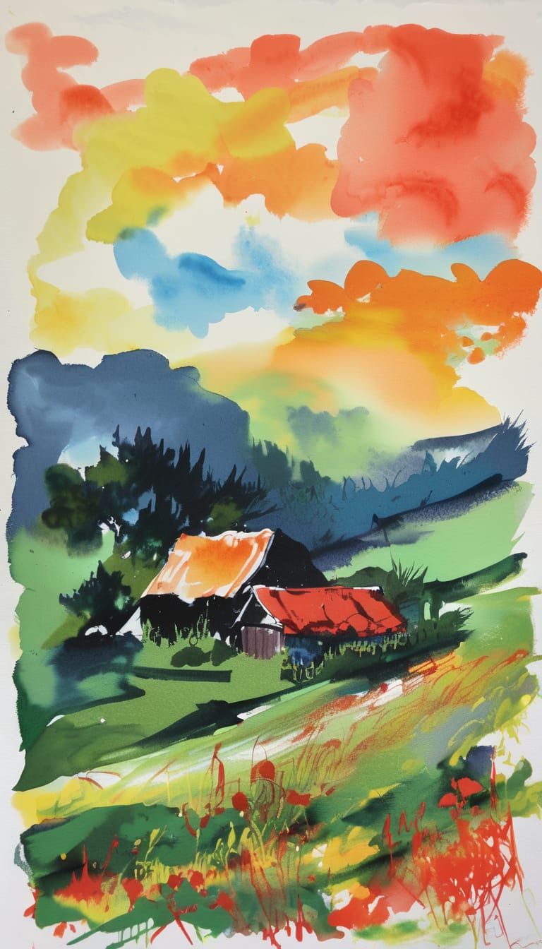 Vibrant Gouache Artwork