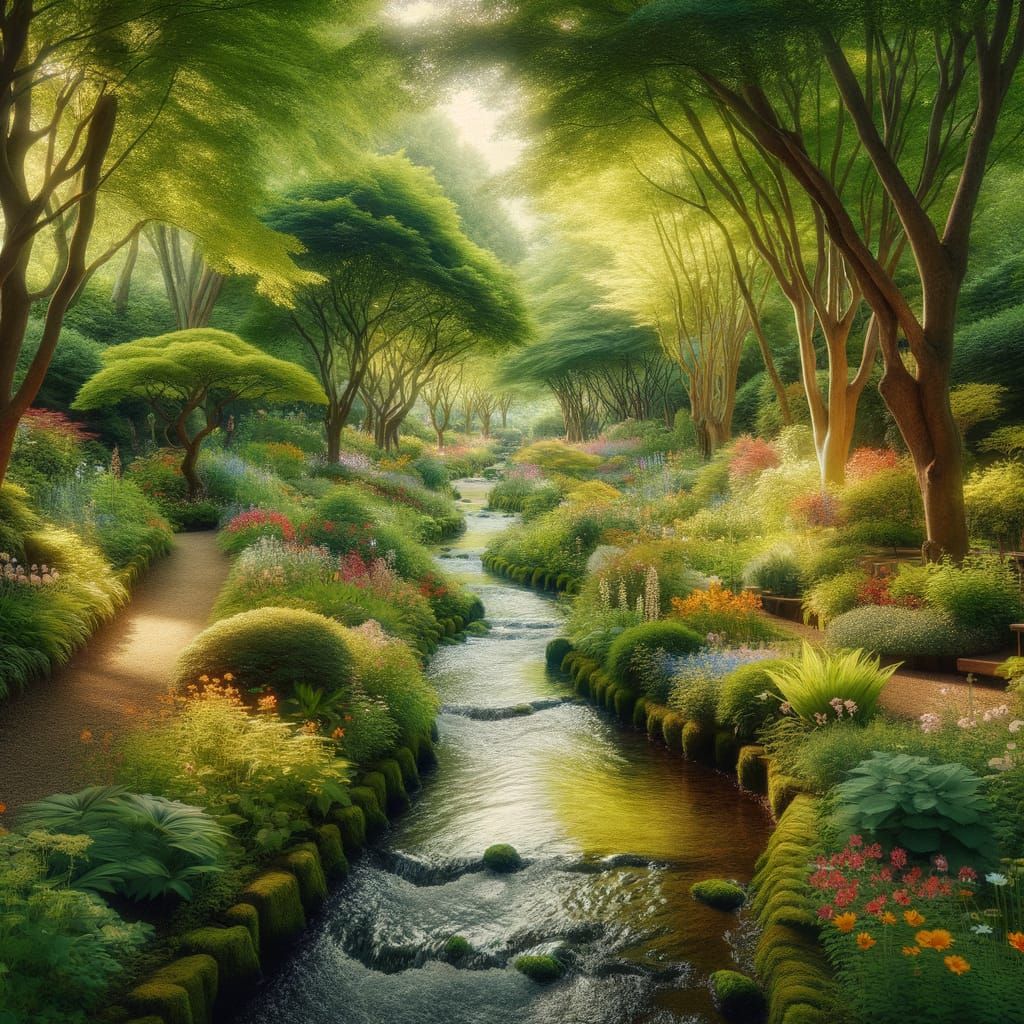 Creek Meanders Through Vivid Garden Park