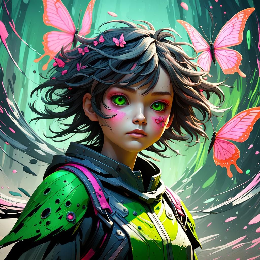 Ethereal Girl Releasing Butterfly: Fantasy Concept Art