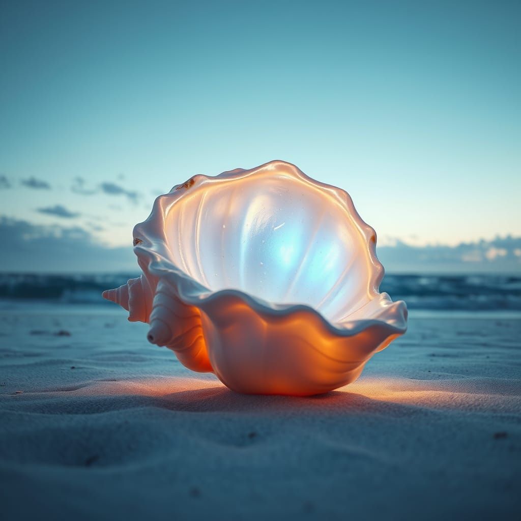 Glistening Conch Shell on Abandoned Beach