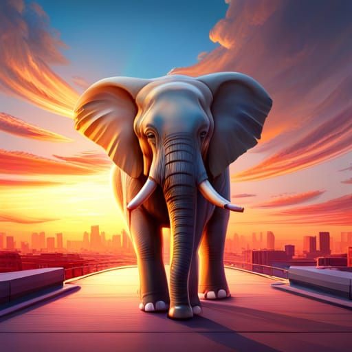 Elephant on McDonald's: 3D Digital Art