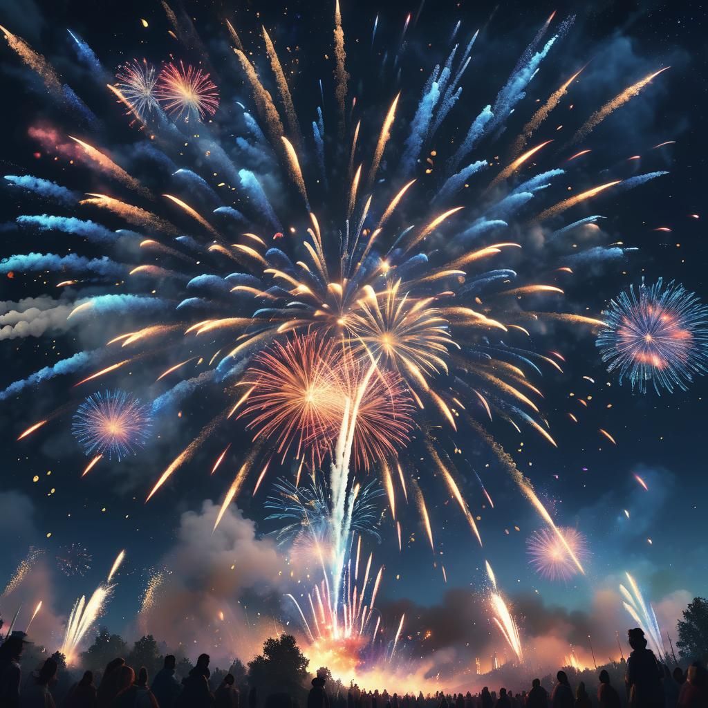 Spectacular Fireworks Display in Vivid Digital Art
