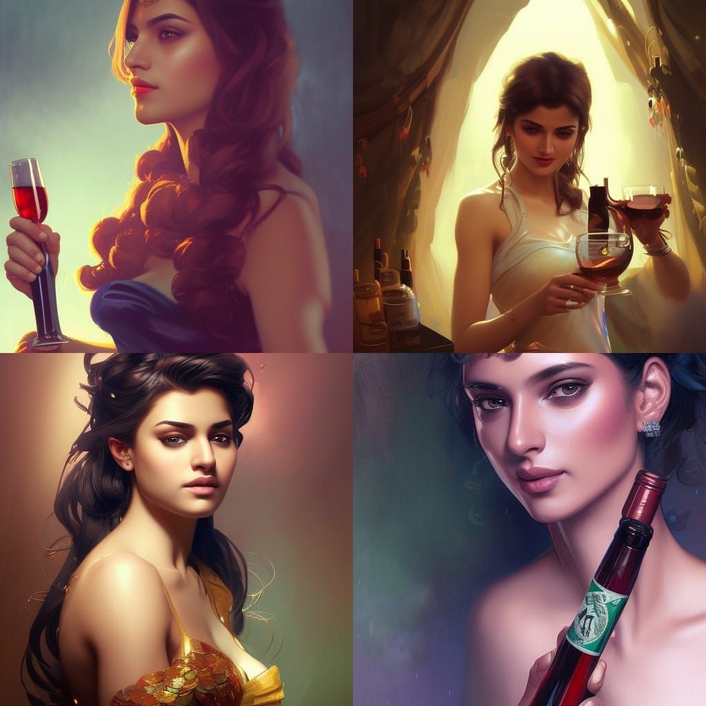 Pakistani Bartender Serving Wine: Digital Art Portrait