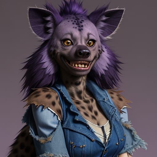 Laughing Furry Hyena in a Lovecraftian Landscape