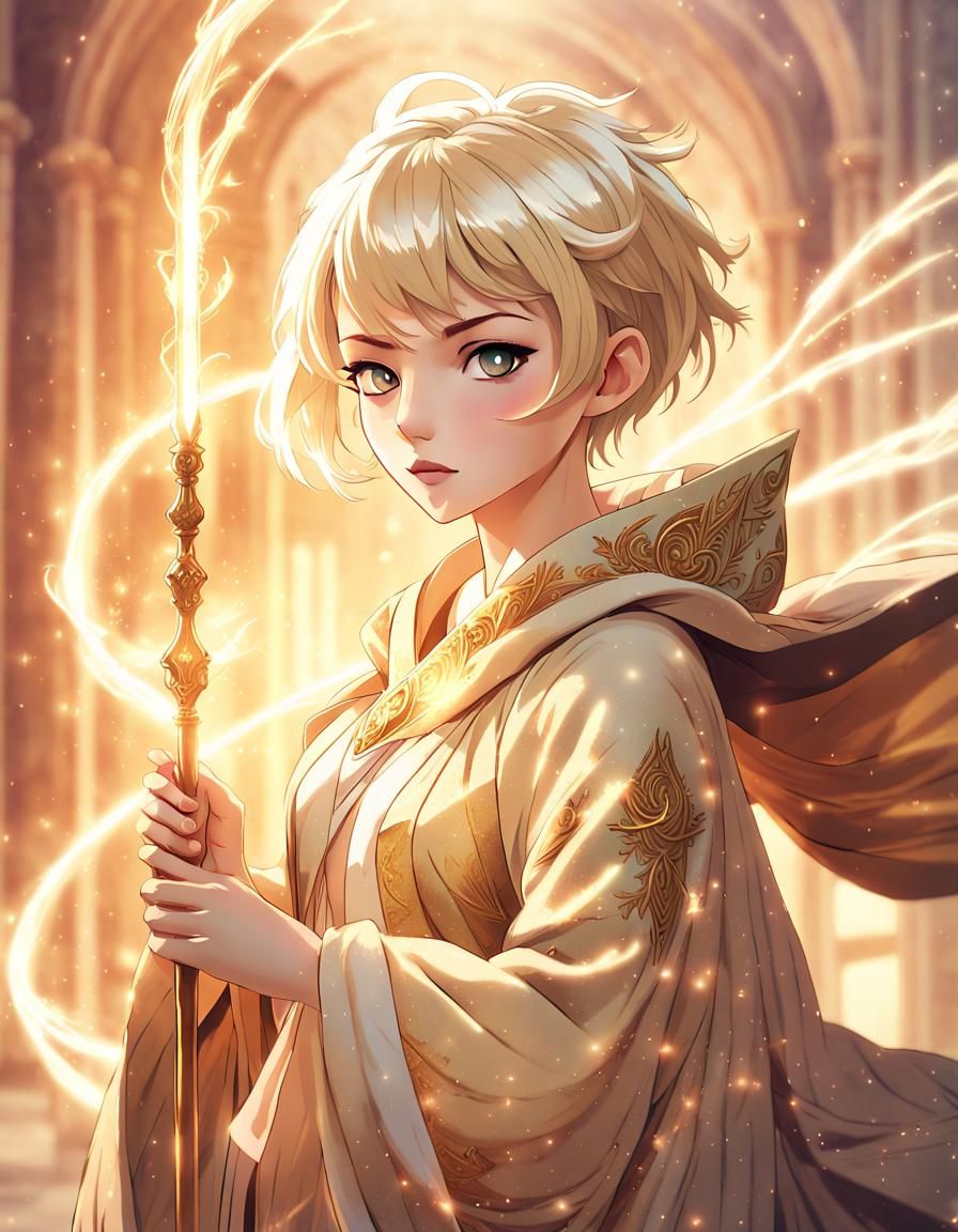Anime Sorceress Portrait with Magical Aura