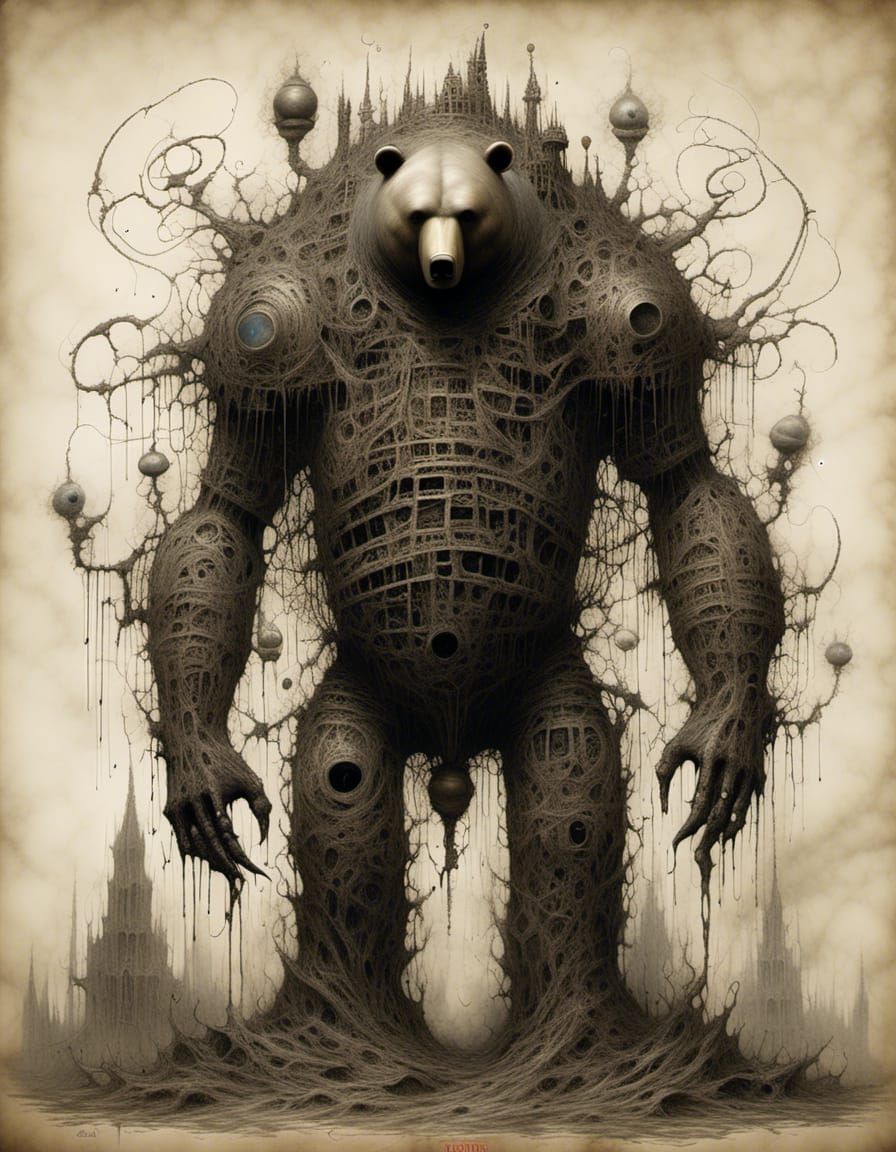 Detailed Earth Golem Elemental Digital Drawing