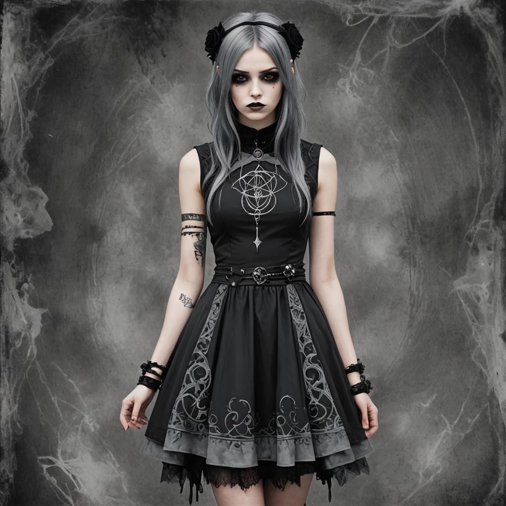 Emo Goth Girl in Akashic Artistic Style