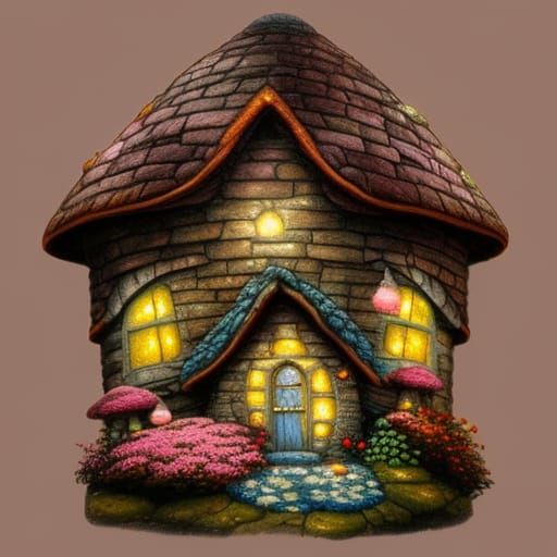 Fairy Mushroom Homes in Ethereal Fantasy Style