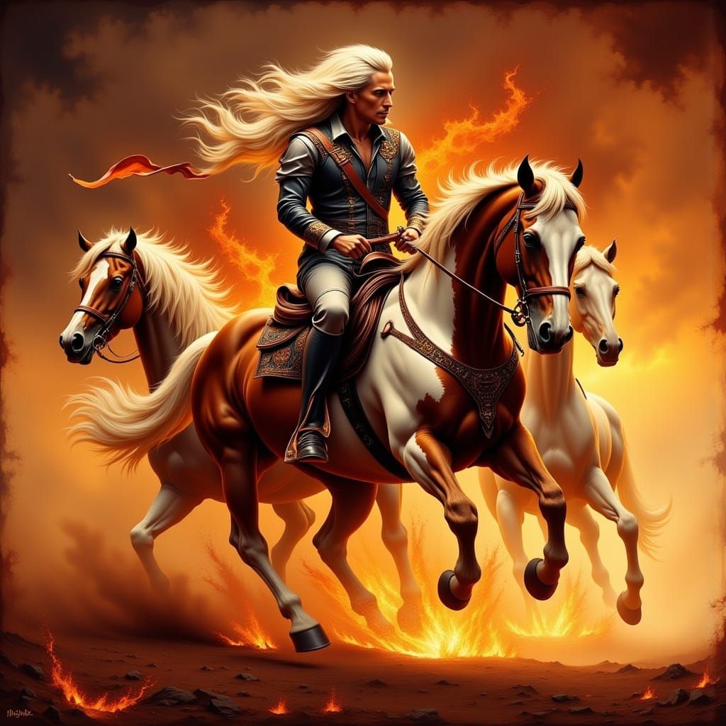 Majestic Chariots of Fire with Fiery Horses
